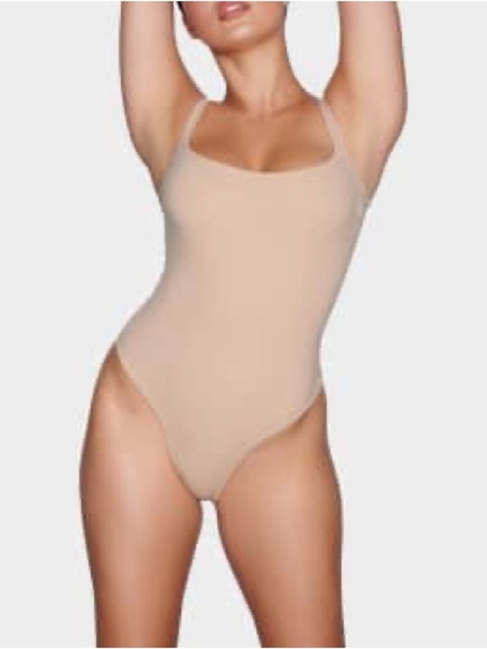 Skims square neck thong clay color bodysuit